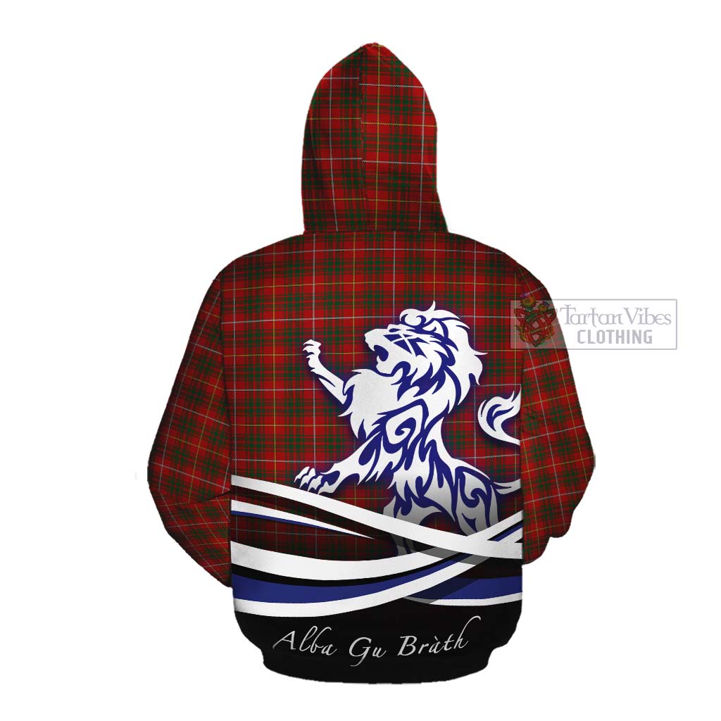 Tartan Vibes Clothing Bruce Tartan Cotton Hoodie with Alba Gu Brath Regal Lion Emblem