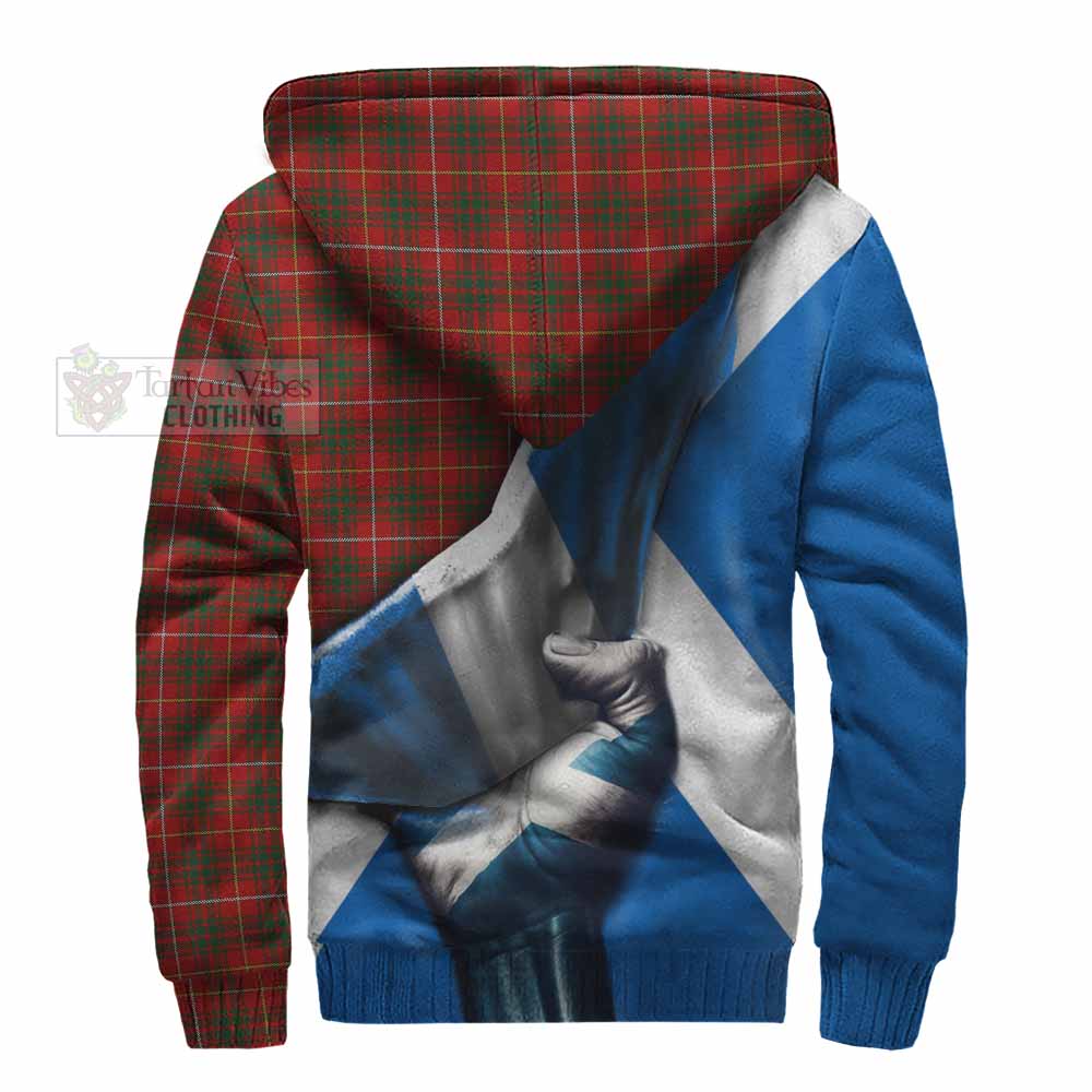 Tartan Vibes Clothing Bruce Tartan Sherpa Hoodie with Family Crest Scotland Patriotic Style