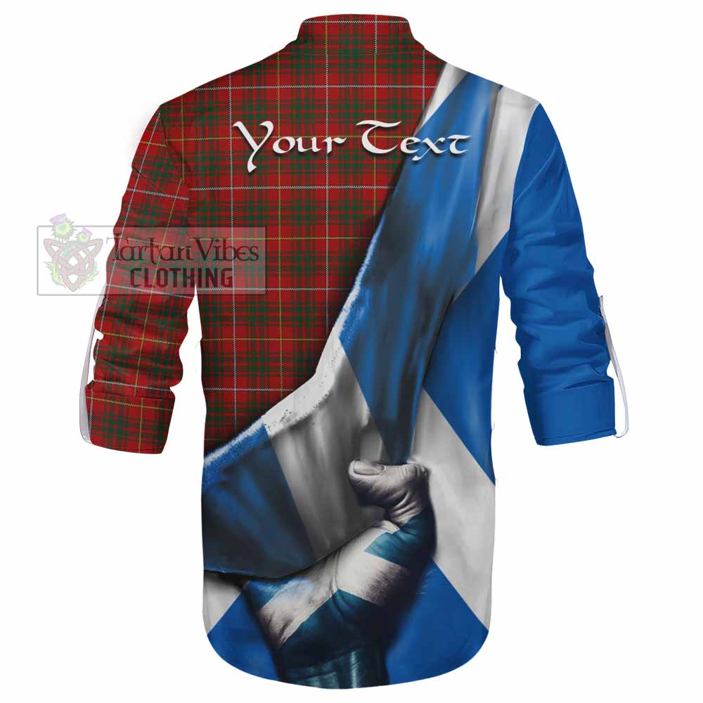 Tartan Vibes Clothing Bruce Tartan Ghillie Kilt Shirt with Family Crest Scotland Patriotic Style