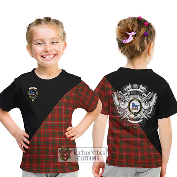 Bruce Tartan Kid T-Shirt with Family Crest and Military Logo Style