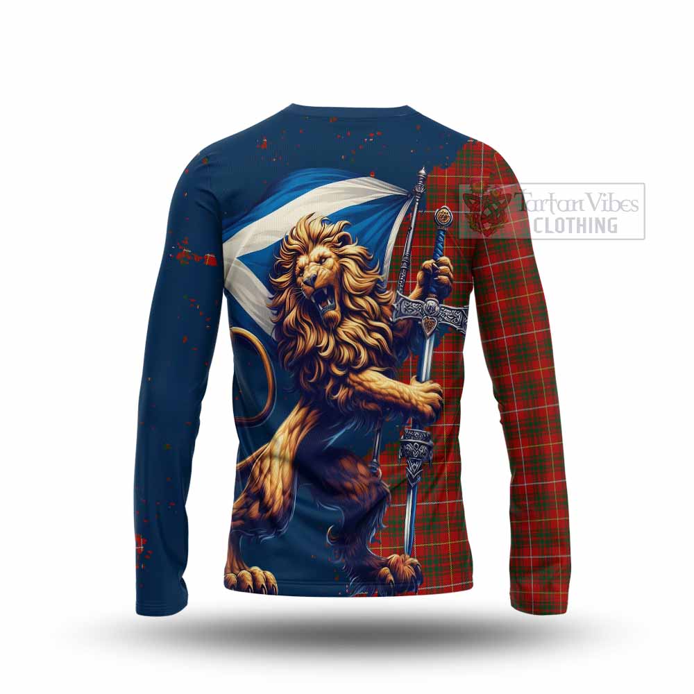 Tartan Vibes Clothing Bruce Tartan Family Crest Long Sleeve T-Shirt with Scottish Majestic Lion