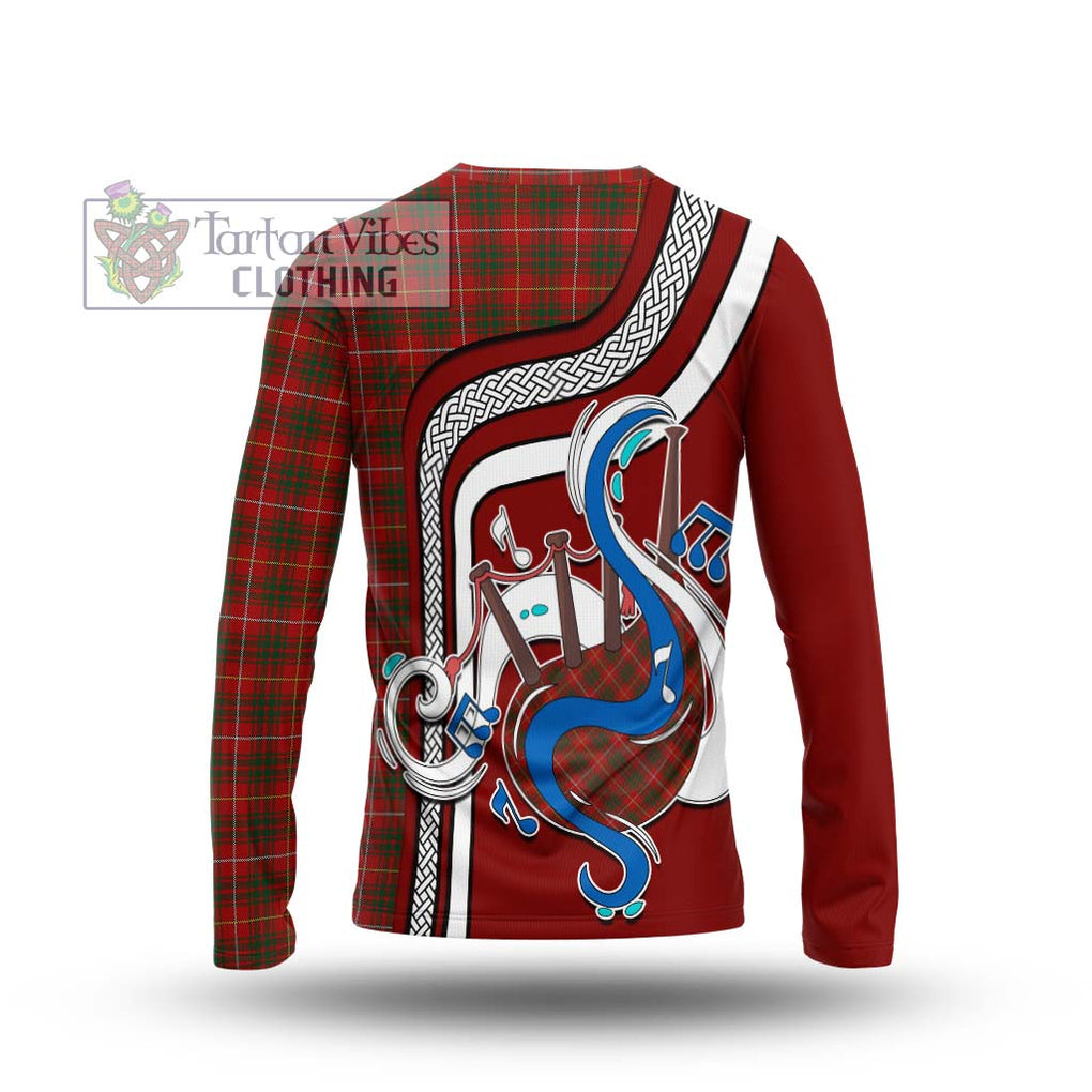 Tartan Vibes Clothing Bruce Tartan Long Sleeve T-Shirt with Epic Bagpipe Style