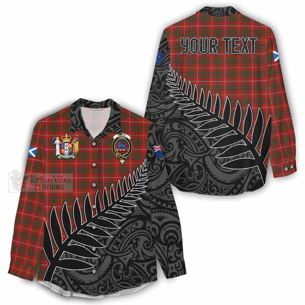 Tartan Vibes Clothing Bruce Crest Tartan Women's Casual Shirt with New Zealand Silver Fern Half Style