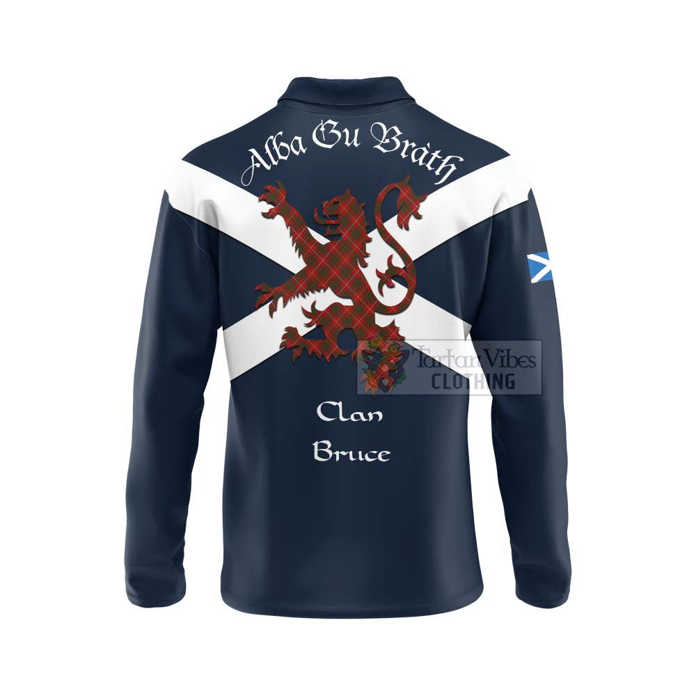 Tartan Vibes Clothing Bruce Tartan Lion Rampant Long Sleeve Polo Shirt – Proudly Display Your Heritage with Alba Gu Brath and Clan Name