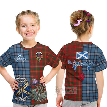 Bruce Tartan Kid T-Shirt Happy St. Andrew's Day Half Tartan Style