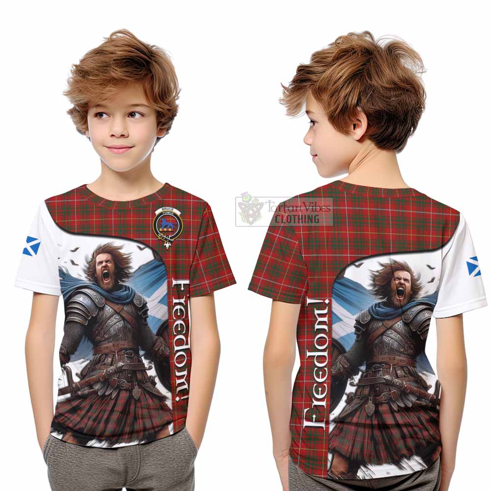 Tartan Vibes Clothing Bruce Crest Tartan Kid T-Shirt Inspired by the Freedom of Scottish Warrior