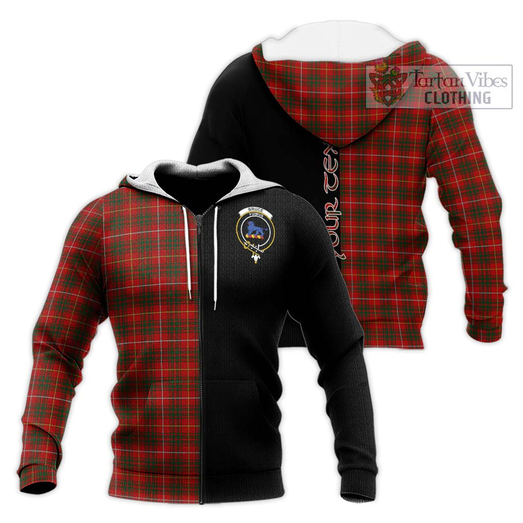 Bruce Tartan Knitted Hoodie with Family Crest and Half Of Me Style Unisex Knitted Zip Hoodie - Tartanvibesclothing Shop