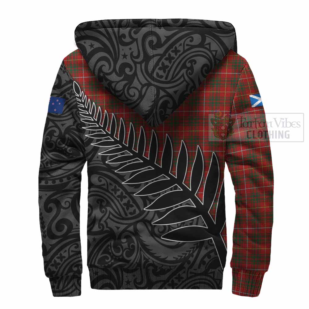 Tartan Vibes Clothing Bruce Crest Tartan Sherpa Hoodie with New Zealand Silver Fern Half Style