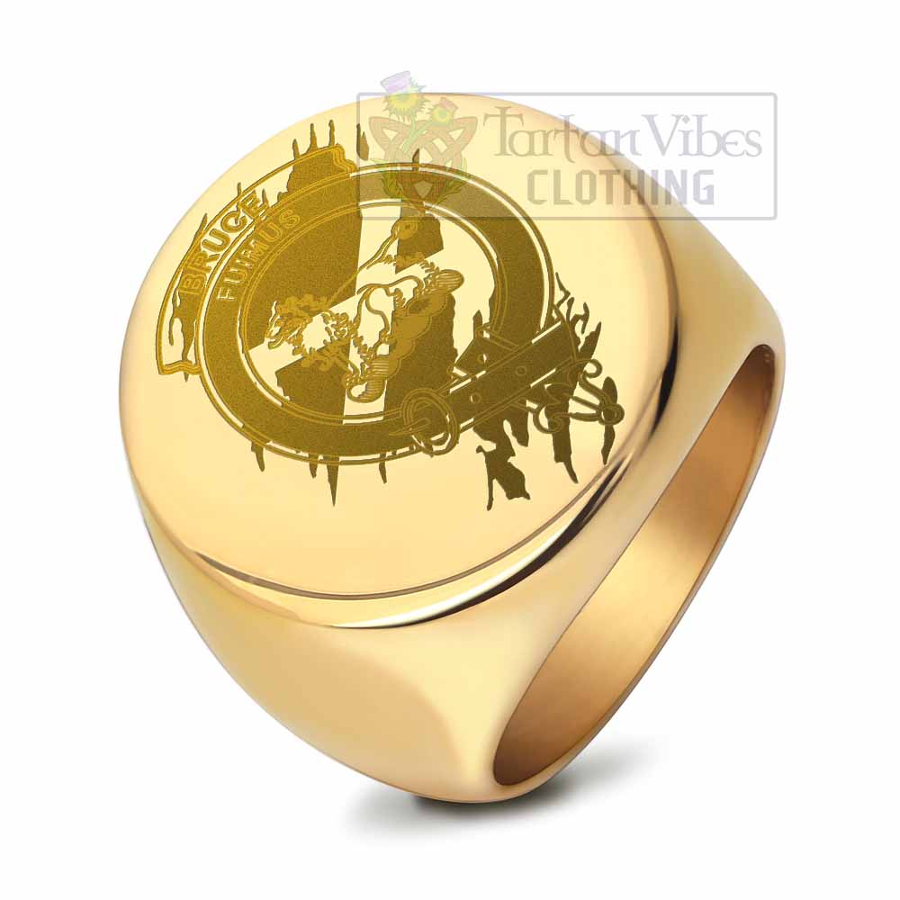 Tartan Vibes Clothing Bruce Clan Crest Engraved Ring Scotland In Me Style