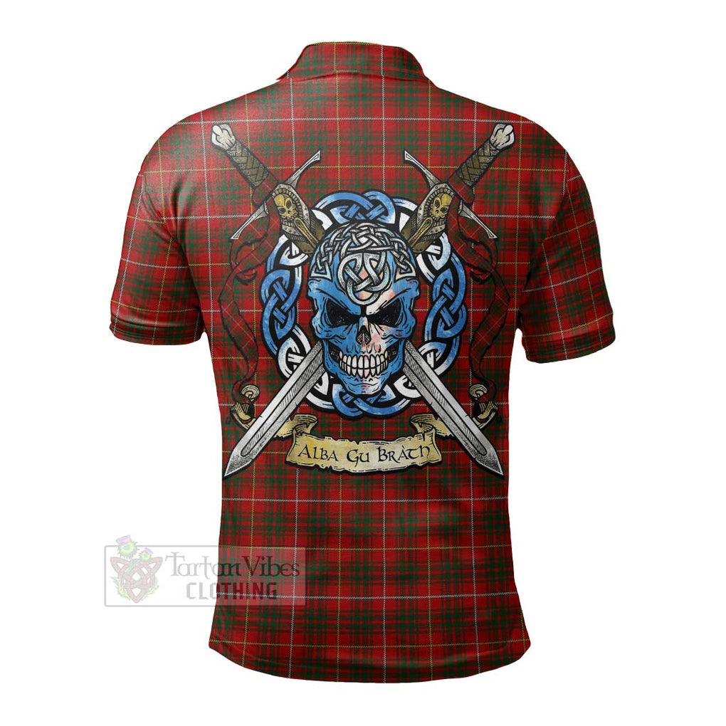 Tartan Vibes Clothing Bruce Tartan Polo Shirt with Family Crest Celtic Skull Style