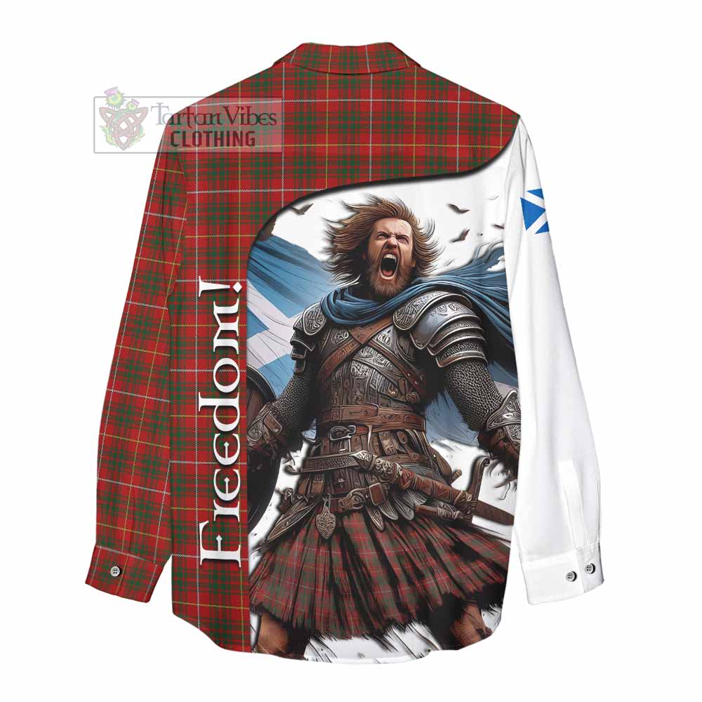 Tartan Vibes Clothing Bruce Crest Tartan Women's Casual Shirt Inspired by the Freedom of Scottish Warrior