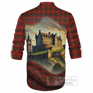Bruce Tartan Family Crest Ghillie Kilt Shirt with Scottish Ancient Castle Style - Tartan Vibes Clothing