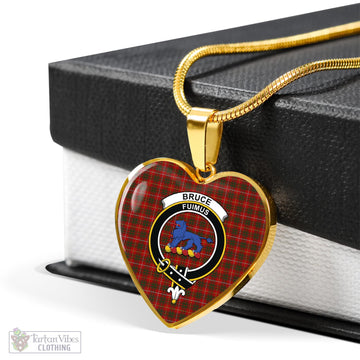 Bruce Tartan Heart Necklace with Family Crest