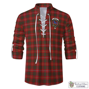 Bruce Tartan Men's Scottish Traditional Jacobite Ghillie Kilt Shirt with Family Crest