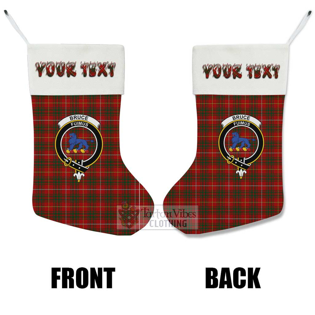 Tartan Vibes Clothing Bruce Tartan Family Crest Christmas Stocking with Personalized Text