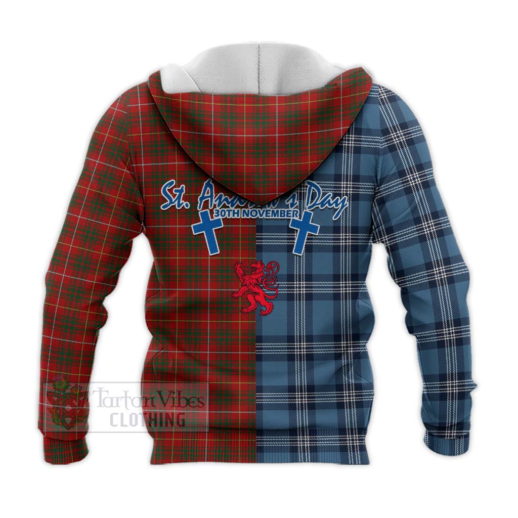 Tartan Vibes Clothing Bruce Tartan Knitted Hoodie Happy St. Andrew's Day Half Tartan Style