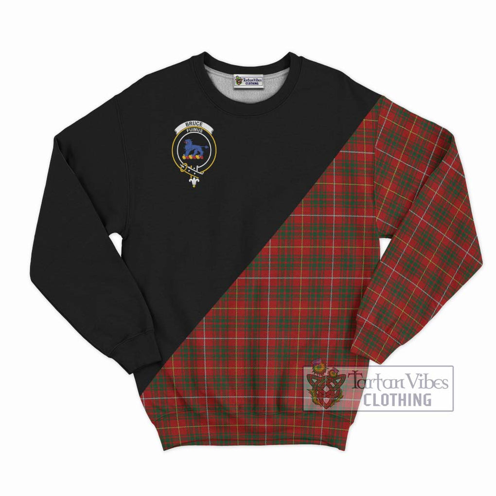 Bruce Tartan Sweatshirt with Family Crest and Military Logo Style - Tartanvibesclothing Shop