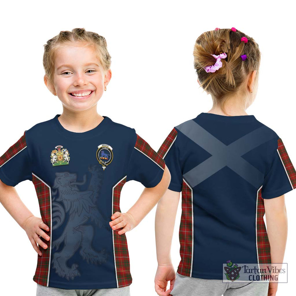 Bruce Tartan Kid T-Shirt with Family Crest and Lion Rampant Vibes Sport Style - Tartan Vibes Clothing