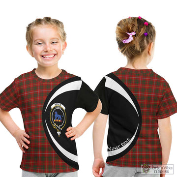 Bruce Tartan Kid T-Shirt with Family Crest Circle Style