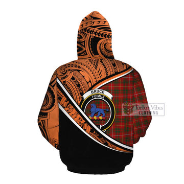 Bruce Crest Tartan Cotton Hoodie with Polynesian Vibes Style - Orange Version