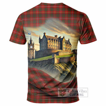 Bruce Tartan Family Crest T-Shirt with Scottish Ancient Castle Style - Tartan Vibes Clothing