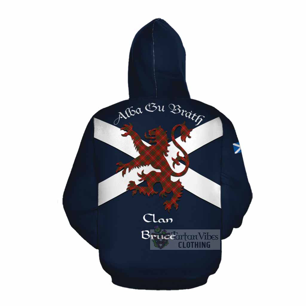 Tartan Vibes Clothing Bruce Tartan Lion Rampant Cotton Hoodie Proudly Display Your Heritage with Alba Gu Brath and Clan Name