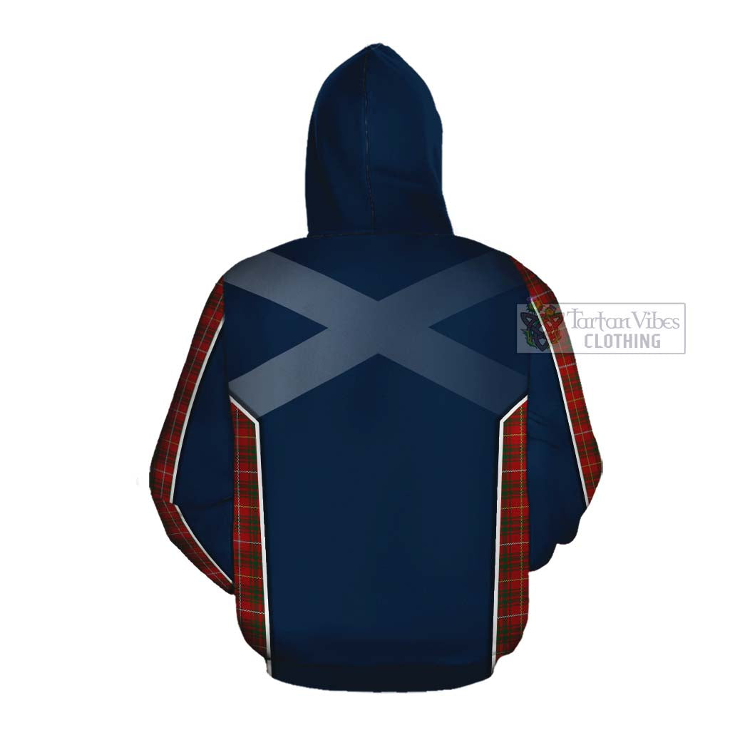 Tartan Vibes Clothing Bruce Tartan Cotton Hoodie with Family Crest and Scottish Thistle Vibes Sport Style