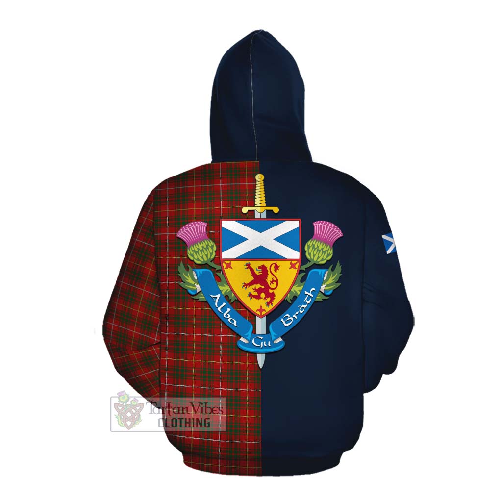 Tartan Vibes Clothing Bruce Tartan Cotton Hoodie Alba with Scottish Lion Royal Arm Half Style