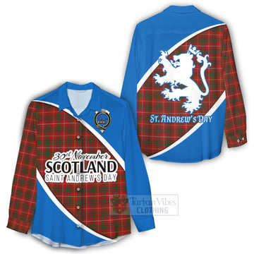 Bruce Family Crest Tartan Women's Casual Shirt Celebrate Saint Andrew's Day in Style