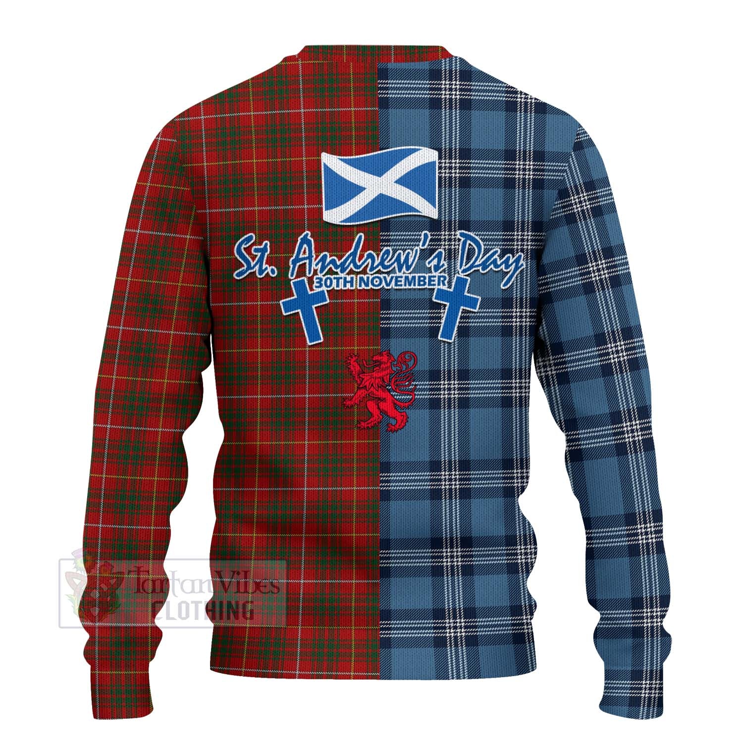 Tartan Vibes Clothing Bruce Tartan Knitted Sweater Happy St. Andrew's Day Half Tartan Style