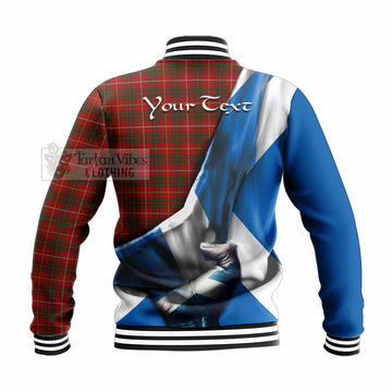 Bruce Tartan Baseball Jacket with Family Crest Scotland Patriotic Style