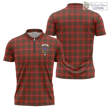 Bruce Tartan Zipper Polo Shirt with Family Crest