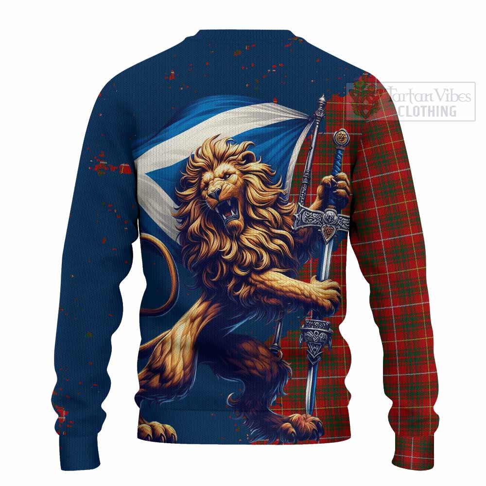 Tartan Vibes Clothing Bruce Tartan Family Crest Knitted Sweater with Scottish Majestic Lion