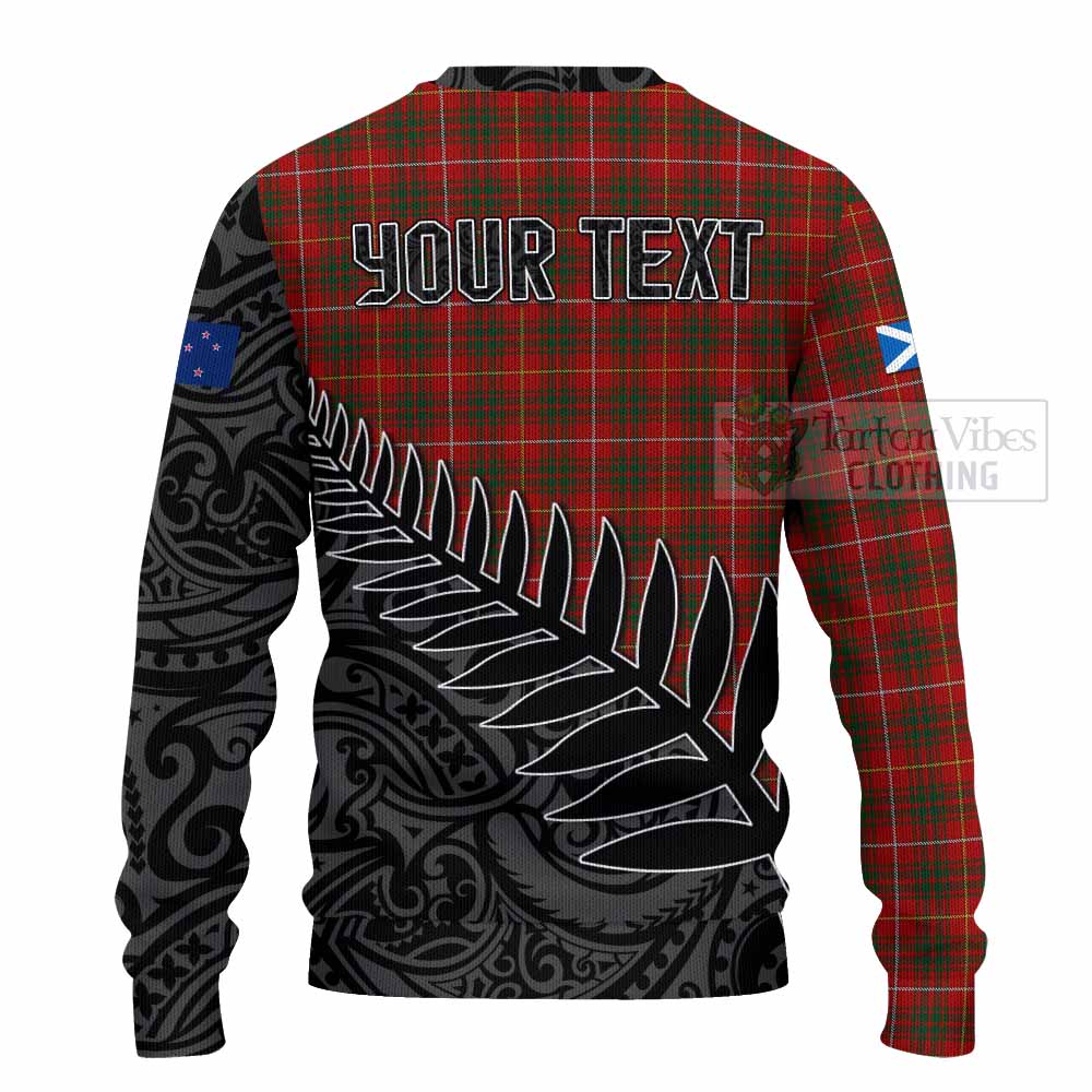 Tartan Vibes Clothing Bruce Crest Tartan Knitted Sweater with New Zealand Silver Fern Half Style