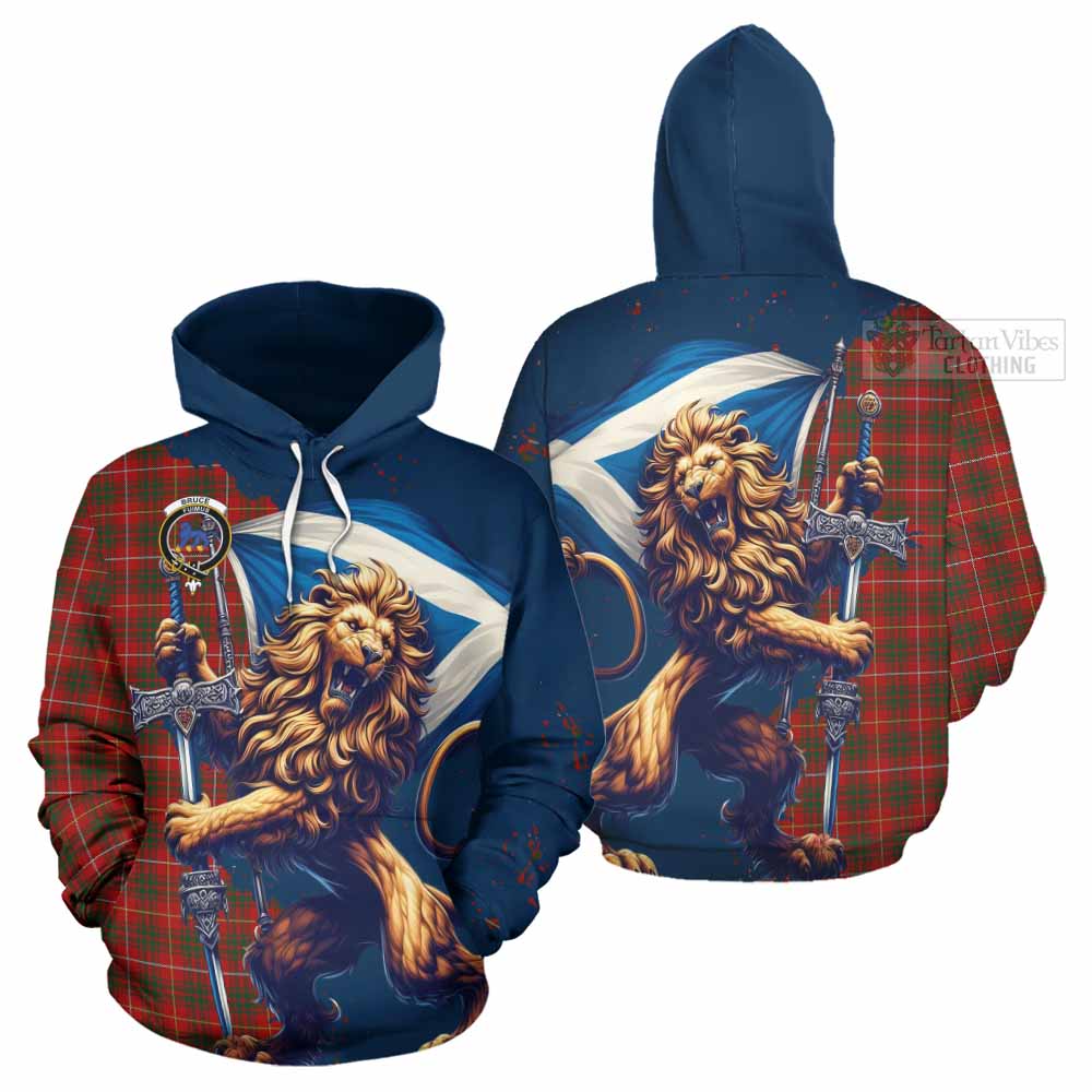 Tartan Vibes Clothing Bruce Tartan Family Crest Hoodie with Scottish Majestic Lion