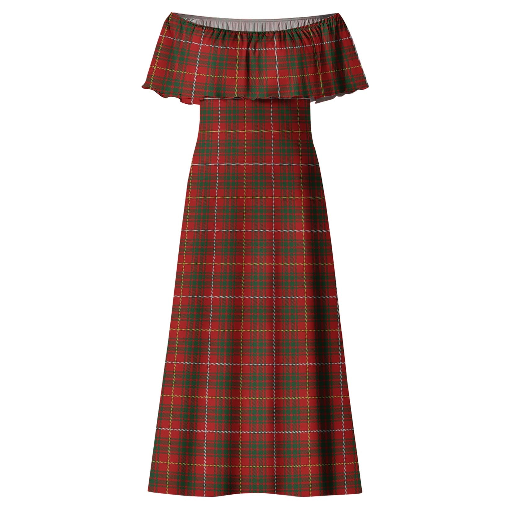 Bruce Tartan Off Shoulder Long Dress - Tartanvibesclothing