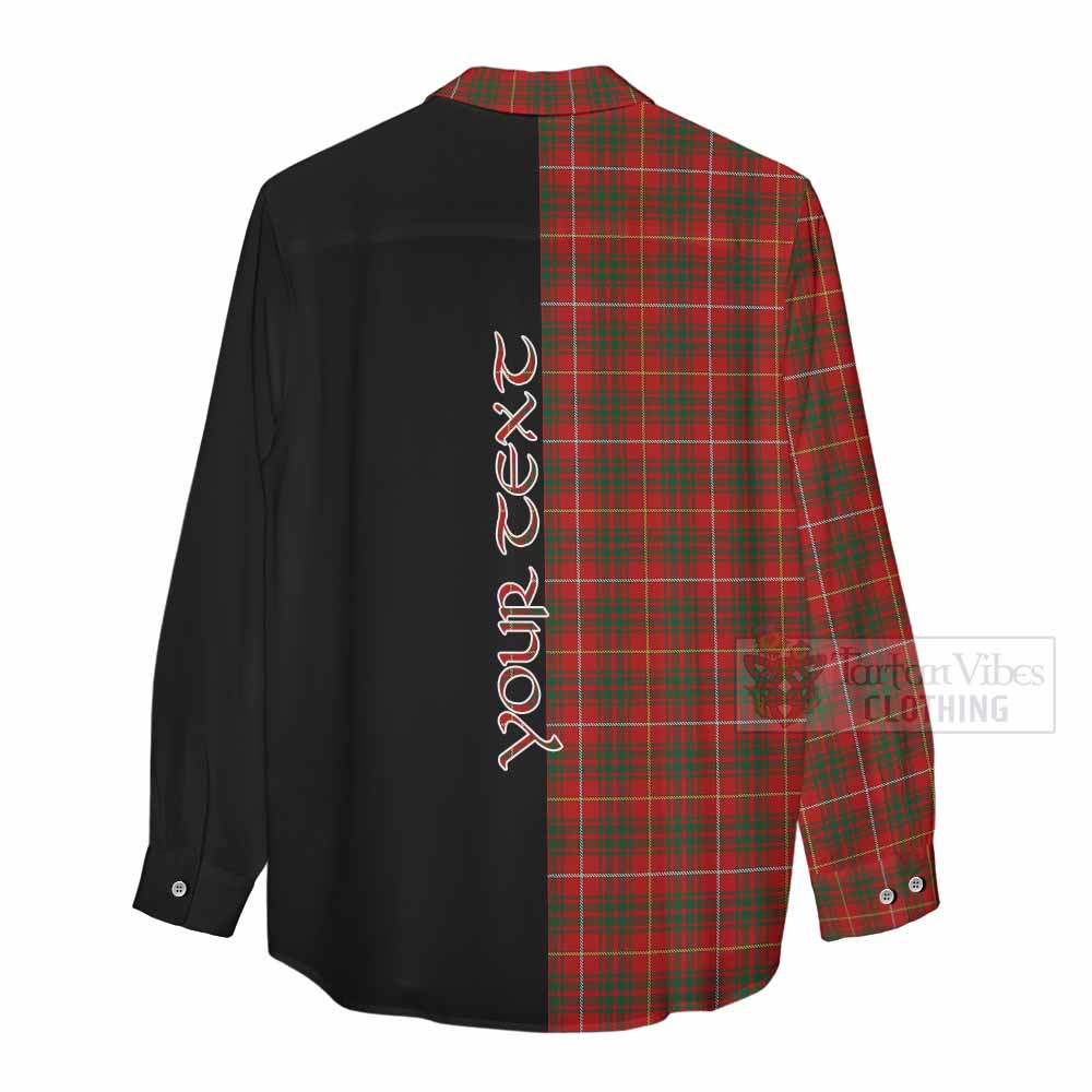 Tartan Vibes Clothing Bruce Tartan Women's Casual Shirt with Family Crest and Half Of Me Style