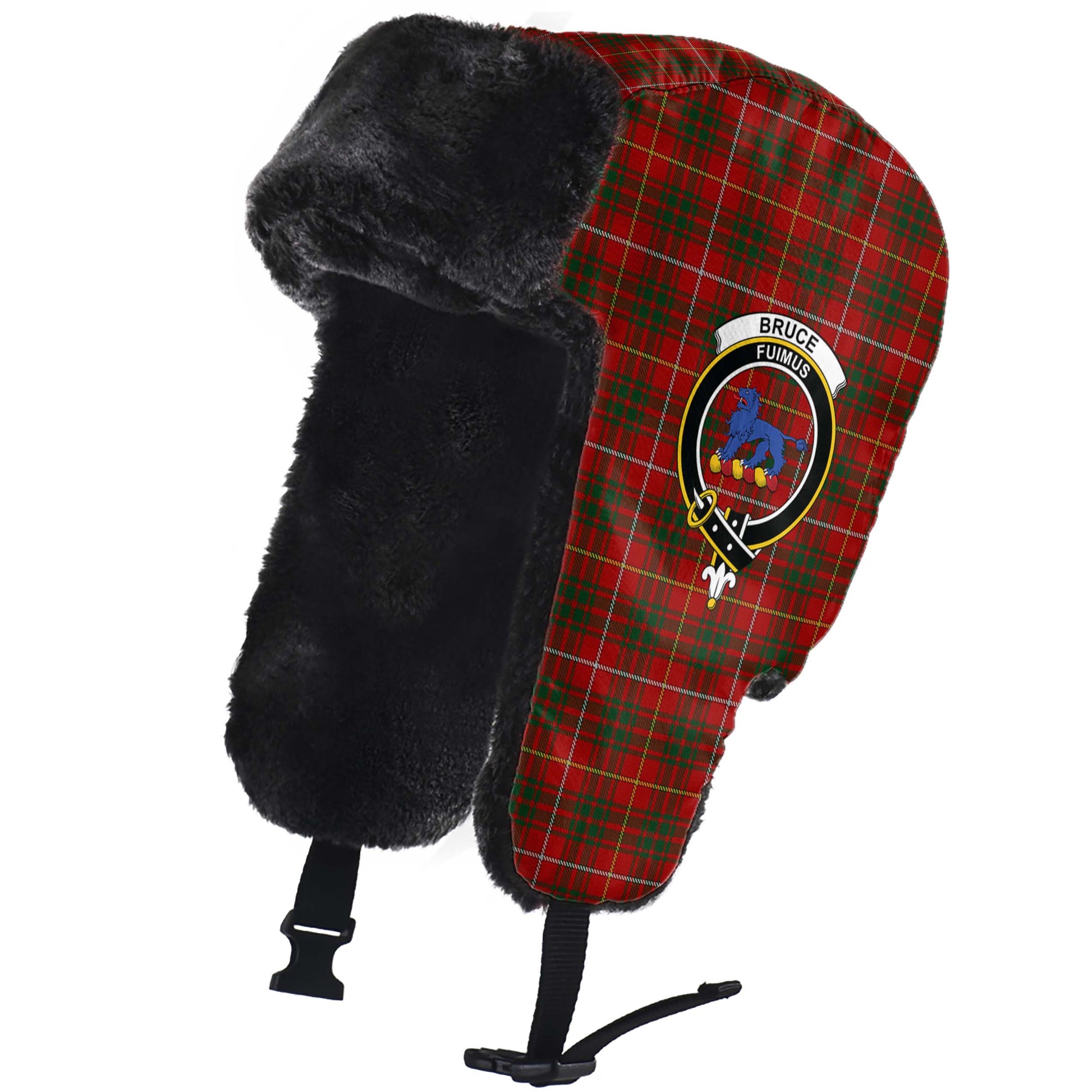 Bruce Tartan Winter Trapper Hat with Family Crest - Tartanvibesclothing