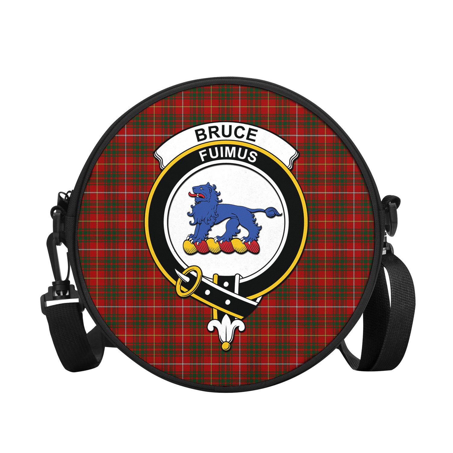 Bruce Tartan Round Satchel Bags with Family Crest - Tartanvibesclothing