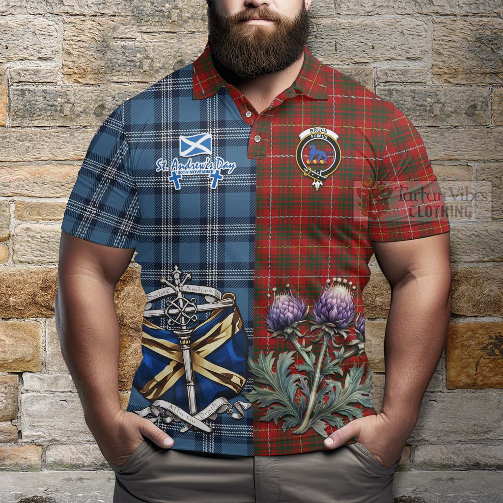 Tartan Vibes Clothing Bruce Tartan Polo Shirt Happy St. Andrew's Day Half Tartan Style