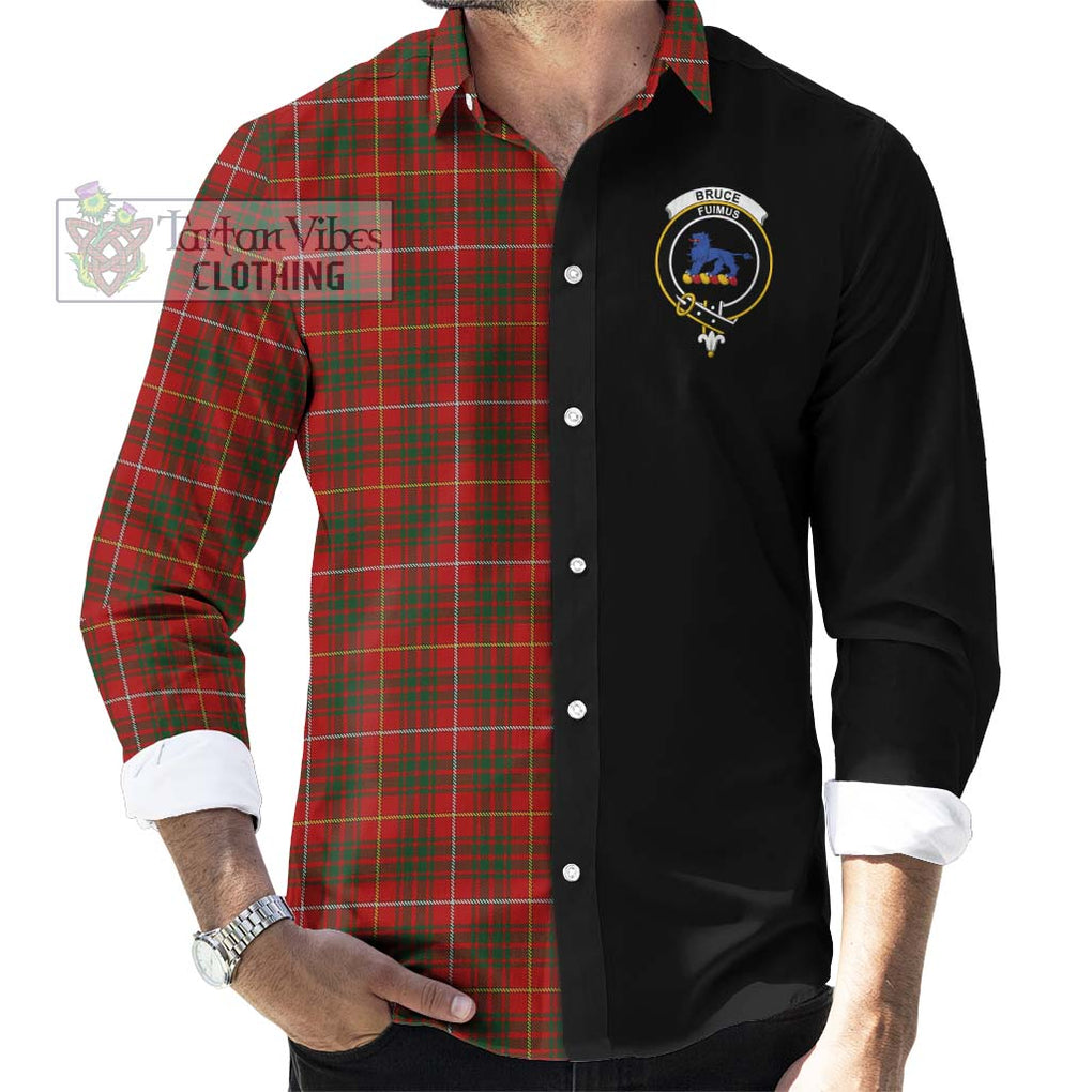 Bruce Tartan Long Sleeve Button Shirt with Family Crest and Half Of Me Style - Tartanvibesclothing Shop