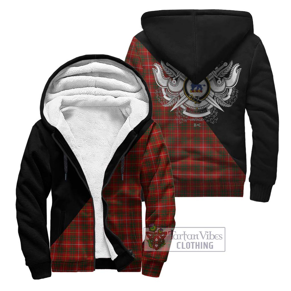 Bruce Tartan Sherpa Hoodie with Family Crest and Military Logo Style Unisex - Tartanvibesclothing Shop