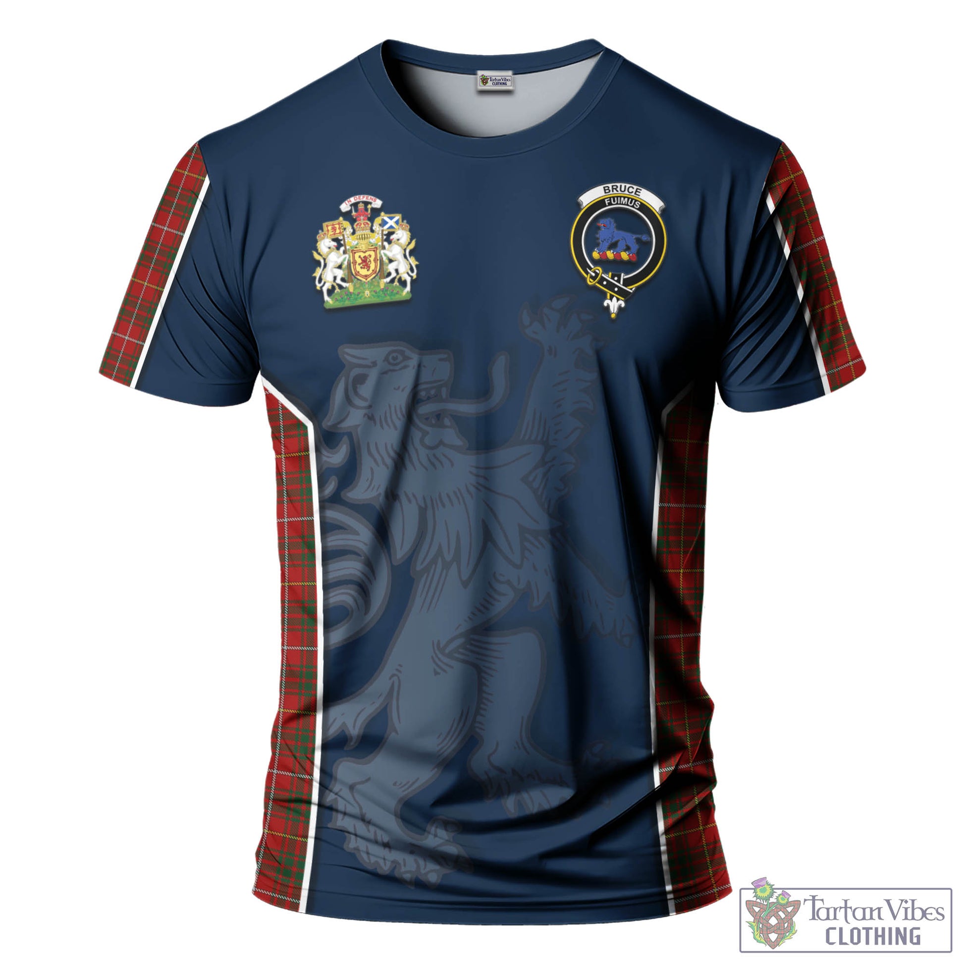 Tartan Vibes Clothing Bruce Tartan T-Shirt with Family Crest and Lion Rampant Vibes Sport Style