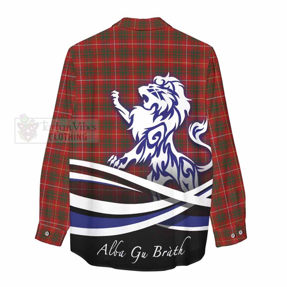 Tartan Vibes Clothing Bruce Tartan Women's Casual Shirt with Alba Gu Brath Regal Lion Emblem