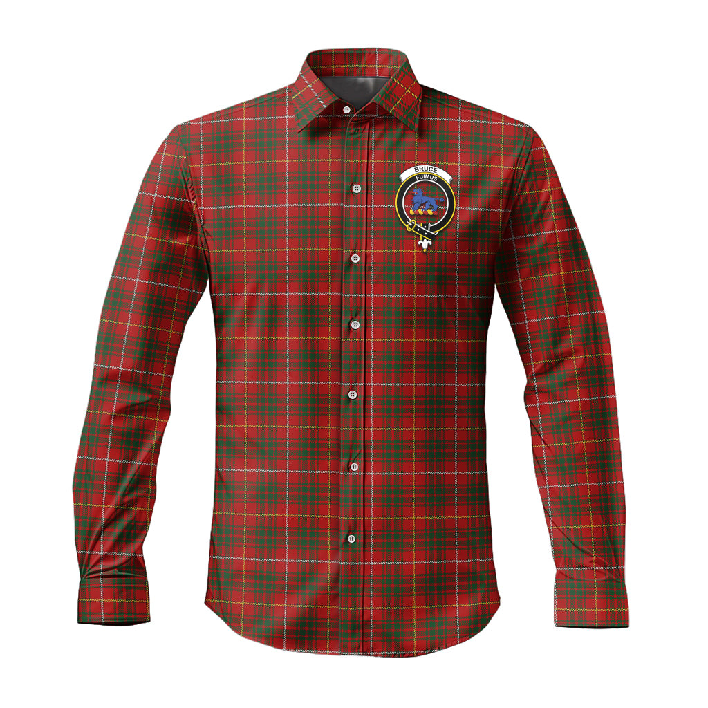 Bruce Tartan Long Sleeve Button Up Shirt with Family Crest - Tartanvibesclothing