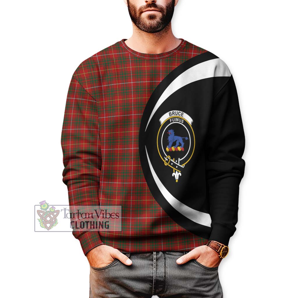 Bruce Tartan Sweatshirt with Family Crest Circle Style - Tartan Vibes Clothing