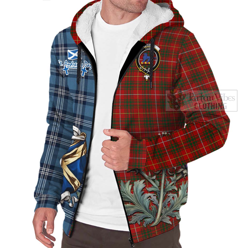 Tartan Vibes Clothing Bruce Tartan Sherpa Hoodie Happy St. Andrew's Day Half Tartan Style