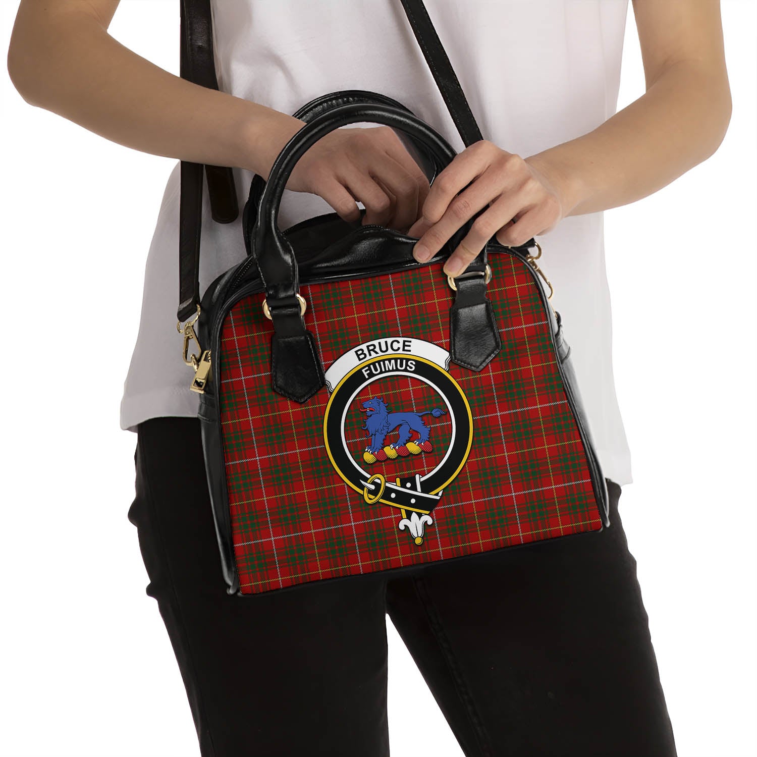 Bruce Tartan Shoulder Handbags with Family Crest - Tartanvibesclothing