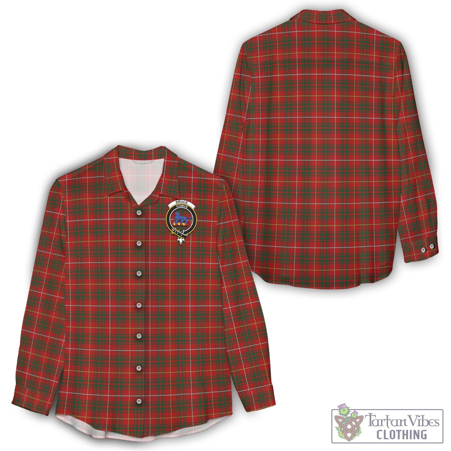 Tartan Vibes Clothing Bruce Tartan Womens Casual Shirt with Family Crest