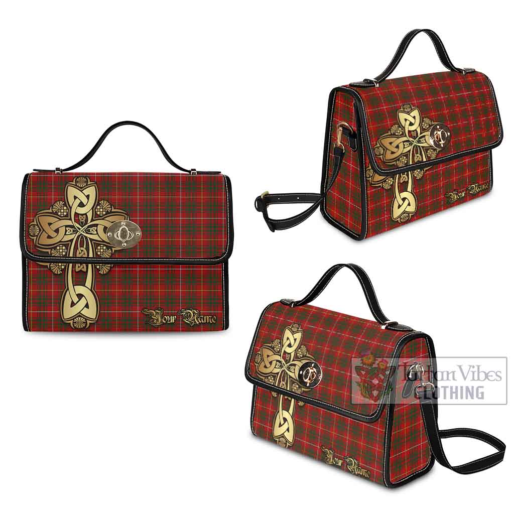 Tartan Vibes Clothing Bruce Tartan Waterproof Canvas Bag Golden Thistle Celtic Cross Style